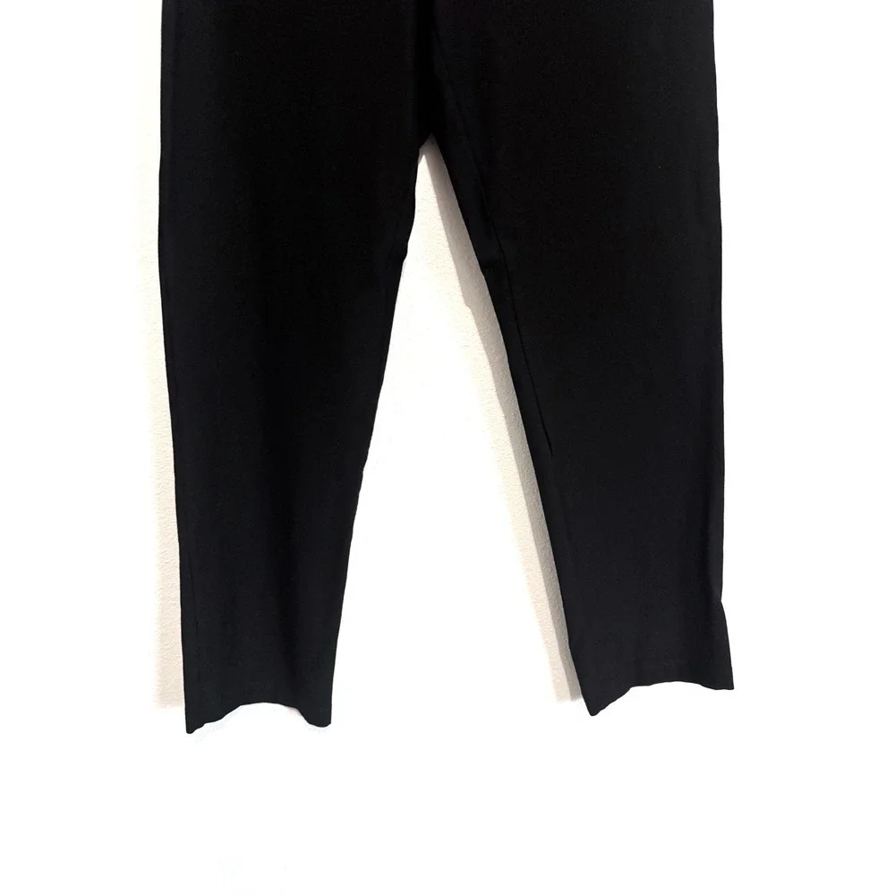 Eileen Fisher | Black Pull-On Straight Leg Cropped Pants Ankle Trousers